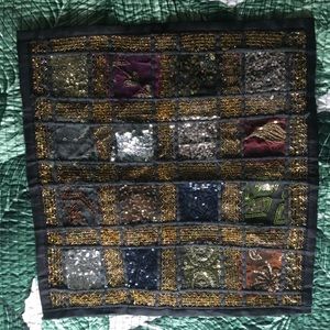 NW INDIAN BEADED EMBROIDERY BLACK THROW PILLOW CASE